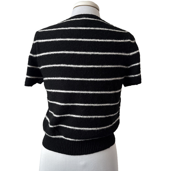 H&M Divided Women's M Whimsigoth Wool Striped Short Sleeve Knit Crop Sweater - Picture 3 of 8